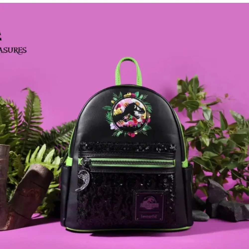 Loungefly JURASSIC PARK SEQUIN FLORAL MINI BACKPACK - OG Green Sequin Exclusive